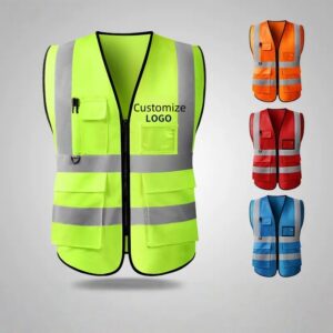 Custom High-Visibility Safety Vest with Pockets - Bulk Reflective Workwear for Construction & Events